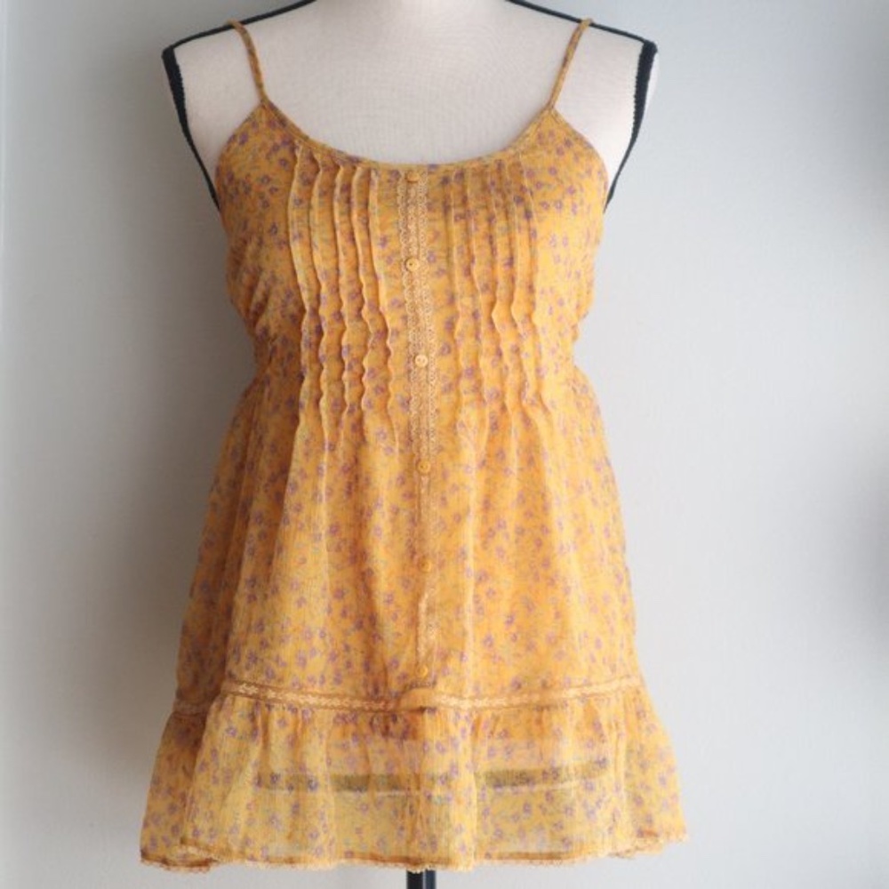 Decree Flower Sleeveless Orange Top Size Small